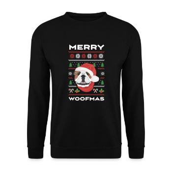 English Bulldog Merry Christmas - Unisex Sweatshirt - black - Front - Alina (178cm) & Michal (187cm)