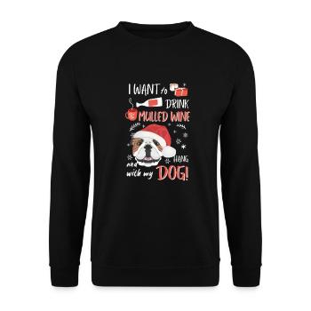 Bouledogue anglais vin chaud Noël - Sweat-shirt Unisexe - noir - Devant - Alina (178cm) & Michal (187cm)
