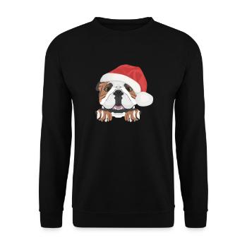 Bouledogue anglais Joyeux Noël - Sweat-shirt Unisexe - noir - Devant - Alina (178cm) & Michal (187cm)