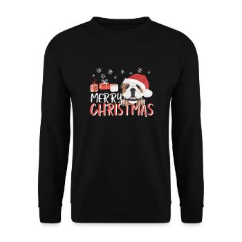 Bouledogue anglais Joyeux Noël - Sweat-shirt Unisexe - noir - Devant - Alina (178cm) & Michal (187cm)