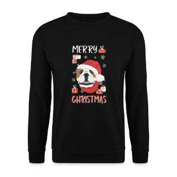 Bouledogue anglais Joyeux Noël - Sweat-shirt Unisexe - noir - Devant - Alina (178cm) & Michal (187cm)