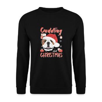 English Bulldog Merry Christmas - Unisex Sweatshirt - black - Front - Alina (178cm) & Michal (187cm)