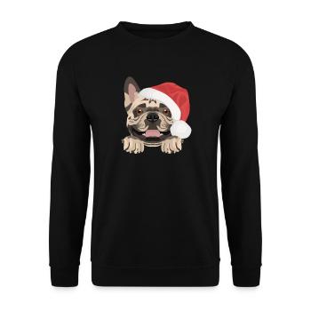 Français Bulldog Joyeux Noël - Sweat-shirt Unisexe - noir - Devant - Alina (178cm) & Michal (187cm)