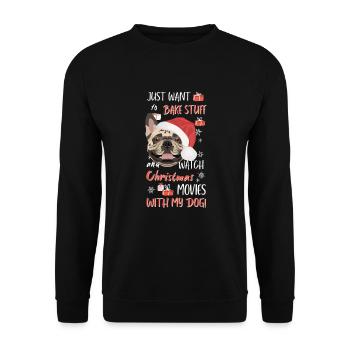 Français Bulldog Joyeux Noël - Sweat-shirt Unisexe - noir - Devant - Alina (178cm) & Michal (187cm)