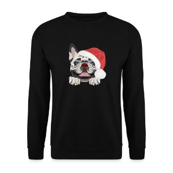 Français Bulldog Joyeux Noël - Sweat-shirt Unisexe - noir - Devant - Alina (178cm) & Michal (187cm)