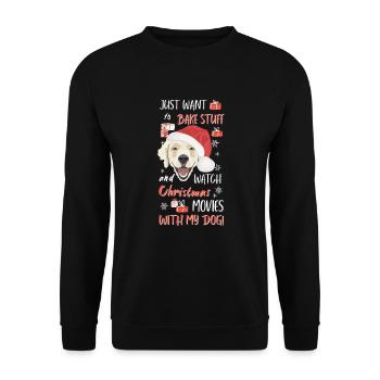 Golden Retriever Frohe Weihnachten - Unisex Pullover - Schwarz - Vorne - Alina (178cm) & Michal (187cm)