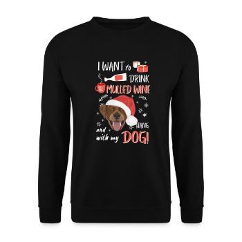 Labrador vin chaud Noël - Sweat-shirt Unisexe - noir - Devant - Alina (178cm) & Michal (187cm)