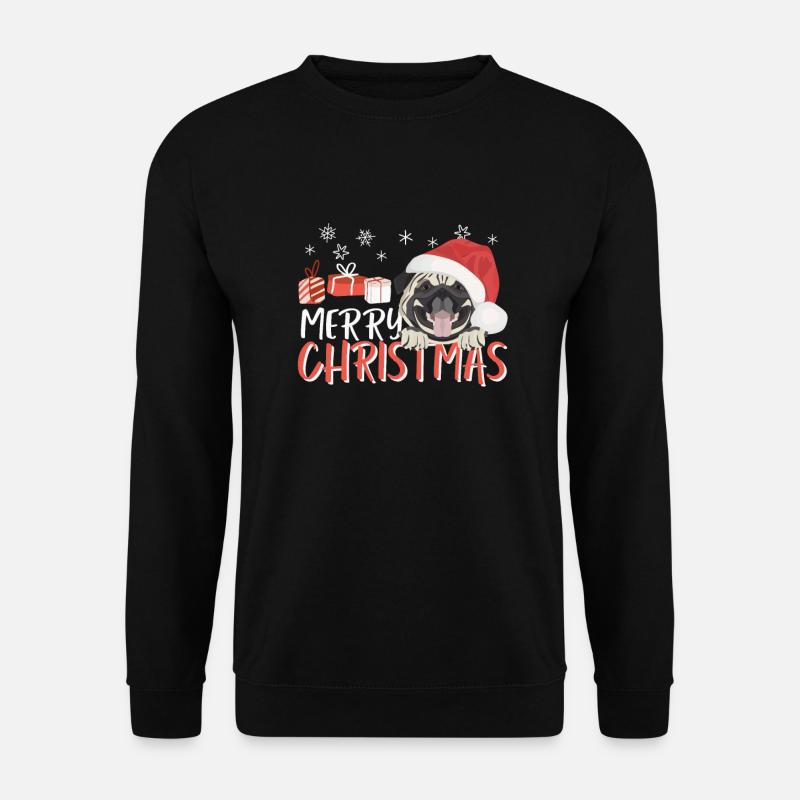 Mops Frohe Weihnachten - Unisex Pullover - Schwarz