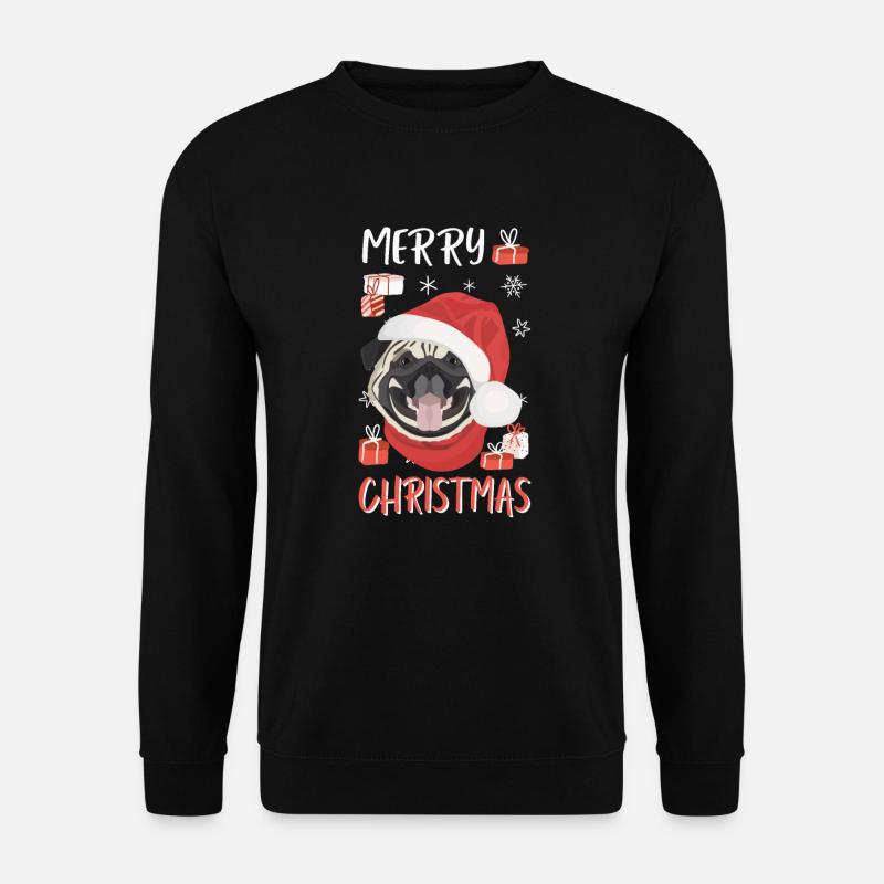 Mops Frohe Weihnachten - Unisex Pullover - Schwarz