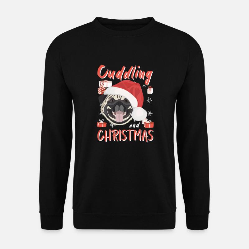 Mops Frohe Weihnachten - Unisex Pullover - Schwarz
