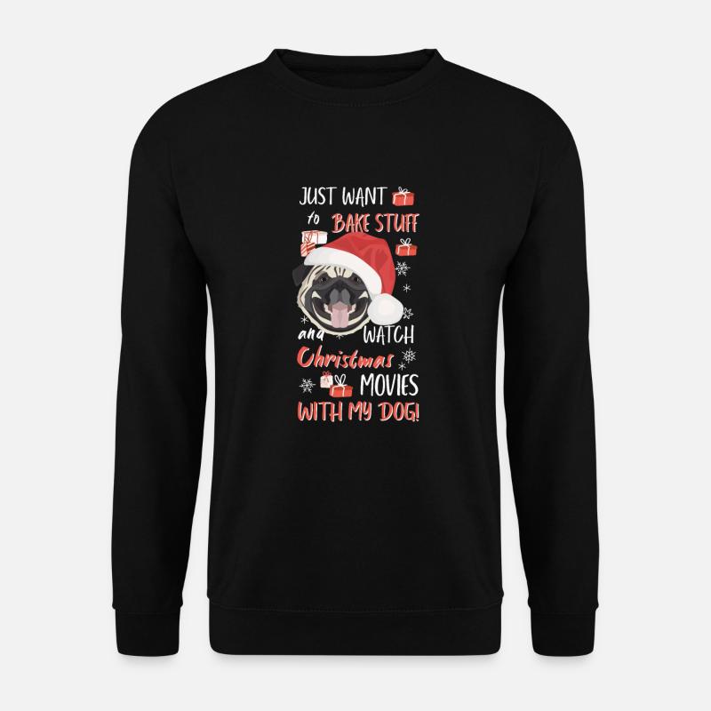 Mops Frohe Weihnachten - Unisex Pullover - Schwarz
