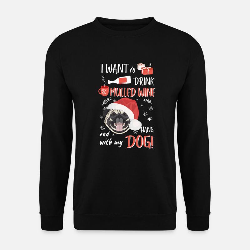 Pug Mulled Wine Christmas - Unisex Sweatshirt - black