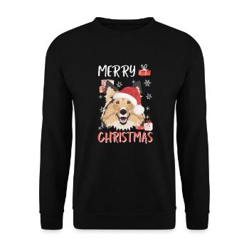 Shetland Sheepdog Merry Christmas - Unisex Sweatshirt - black - Front - Alina (178cm) & Michal (187cm)