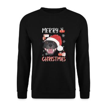 Staffordshire Bull Terrier Joyeux Noël - Sweat-shirt Unisexe - noir - Devant - Alina (178cm) & Michal (187cm)