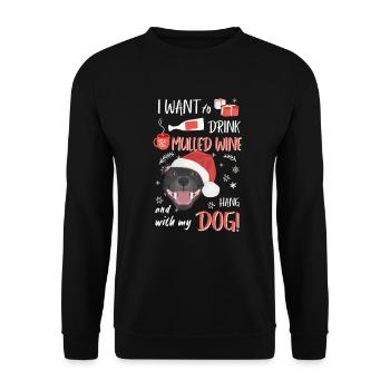 Staffordshire Bull Terrier vin chaud Noël - Sweat-shirt Unisexe - noir - Devant - Alina (178cm) & Michal (187cm)