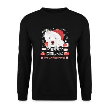 West Highland Terrier Weihnachtsmarkt - Unisex Pullover - Schwarz - Vorne - Alina (178cm) & Michal (187cm)