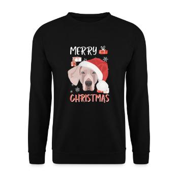 Weimaraner Frohe Weihnachten - Unisex Pullover - Schwarz - Vorne - Alina (178cm) & Michal (187cm)