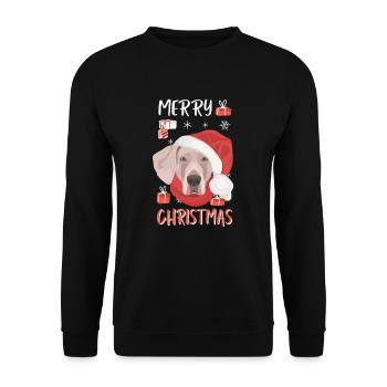 Weimaraner Frohe Weihnachten - Unisex Pullover - Schwarz - Vorne - Alina (178cm) & Michal (187cm)