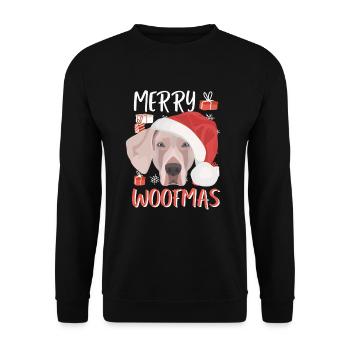 Weimaraner Frohe Weihnachten - Unisex Pullover - Schwarz - Vorne - Alina (178cm) & Michal (187cm)