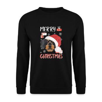 Wire-haired Dachshund Merry Christmas - Unisex Sweatshirt - black - Front - Alina (178cm) & Michal (187cm)