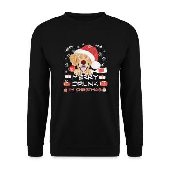 Golden Retriever Weihnachtsmarkt - Unisex Pullover - Schwarz - Vorne - Alina (178cm) & Michal (187cm)
