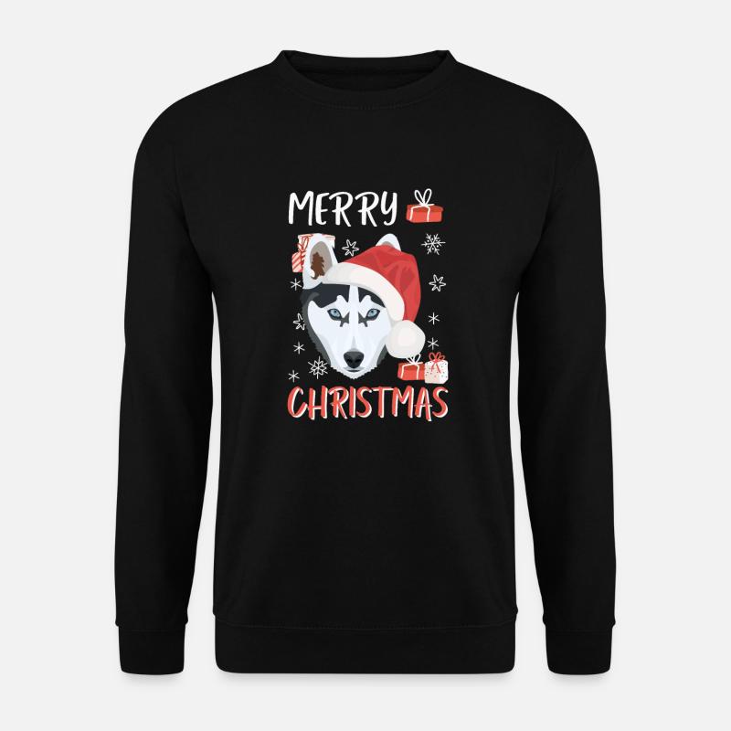 Husky Frohe Weihnachten - Unisex Pullover - Schwarz
