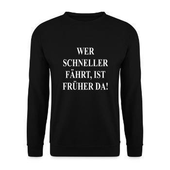 Wer schneller fährt - Ist früher da - Vmax - Unisex Pullover - Schwarz - Vorne - Alina (178cm) & Michal (187cm)