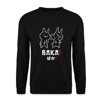 Baka - Ohrfeige Auf Japanisch Anime Manga - Unisex Pullover - Schwarz - Vorne - Alina (178cm) & Michal (187cm)
