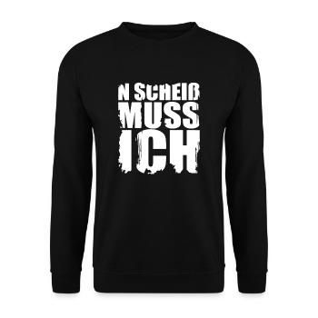 N Scheiß Muss Ich - Einen Scheiß Muss Ich - Unisex Pullover - Schwarz - Vorne - Alina (178cm) & Michal (187cm)