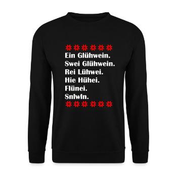 Ein Glühwein swei Glühwein Trinkspruch Weihnachten - Unisex Pullover - Schwarz - Vorne - Alina (178cm) & Michal (187cm)