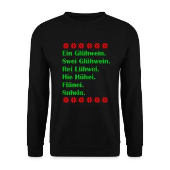 Ein Glühwein swei Glühwein Trinkspruch Weihnachten - Unisex Pullover - Schwarz - Vorne - Alina (178cm) & Michal (187cm)