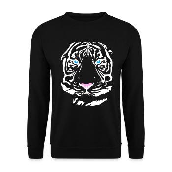 Sibirischer Tiger Design Katze Löwe Lion Cat Wild - Unisex Pullover - Schwarz - Vorne - Alina (178cm) & Michal (187cm)