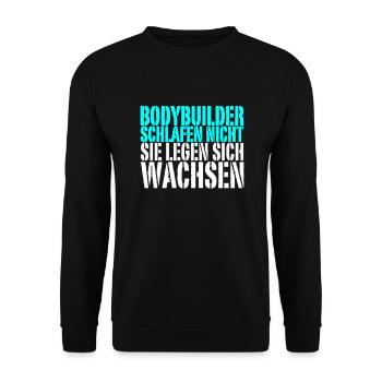 Bodybuilder Schlafen Nicht Sie Legen Sich Wachsen - Unisex Pullover - Schwarz - Vorne - Alina (178cm) & Michal (187cm)