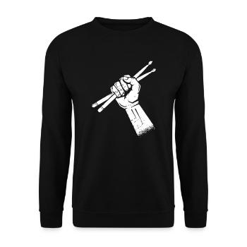 Schlagzeug Schlagzeuger Drummer Trommelstöcke - Unisex Pullover - Schwarz - Vorne - Alina (178cm) & Michal (187cm)