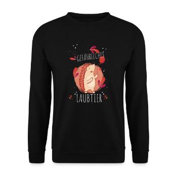 Gefährliches Laubtier Igel - Unisex Pullover - Schwarz - Vorne - Alina (178cm) & Michal (187cm)