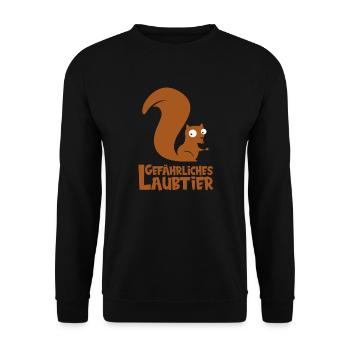 Gefährliches Laubtier Eichhörnchen - Unisex Pullover - Schwarz - Vorne - Alina (178cm) & Michal (187cm)