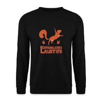 Gefährliches Laubtier Eichhörnchen - Unisex Pullover - Schwarz - Vorne - Alina (178cm) & Michal (187cm)