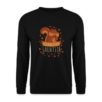 Gefährliches Laubtier Eichhörnchen - Unisex Pullover - Schwarz - Vorne - Alina (178cm) & Michal (187cm)