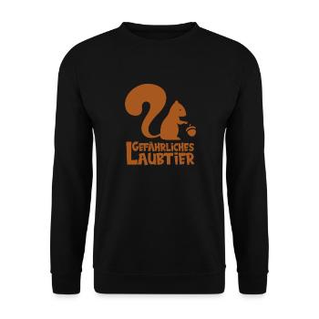 Gefährliches Laubtier Eichhörnchen - Unisex Pullover - Schwarz - Vorne - Alina (178cm) & Michal (187cm)