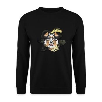 Golden Dog Australian Shepherd - Unisex Sweatshirt - black - Front - Alina (178cm) & Michal (187cm)