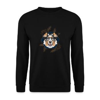 Golden Dog Australian Shepherd - Unisex Sweatshirt - black - Front - Alina (178cm) & Michal (187cm)