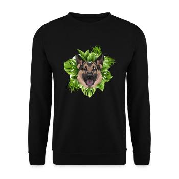 Tropical German Shepherd - Unisex Sweatshirt - black - Front - Alina (178cm) & Michal (187cm)