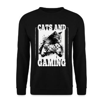 Cats and Gaming Cat Kitten Controller Gaming - Unisex Sweatshirt - black - Front - Alina (178cm) & Michal (187cm)