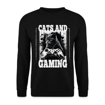Cats and Gaming Cat Kitten Controller Gaming - Unisex Sweatshirt - black - Front - Alina (178cm) & Michal (187cm)