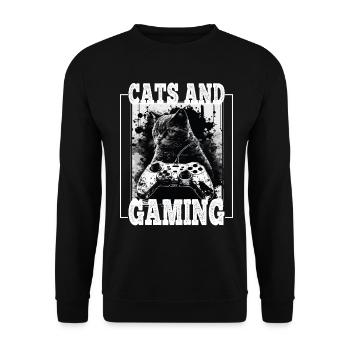 Cats and Gaming Cat Kitten Controller Gaming - Unisex Sweatshirt - black - Front - Alina (178cm) & Michal (187cm)