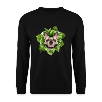 Tropical French Bulldog - Unisex Sweatshirt - black - Front - Alina (178cm) & Michal (187cm)