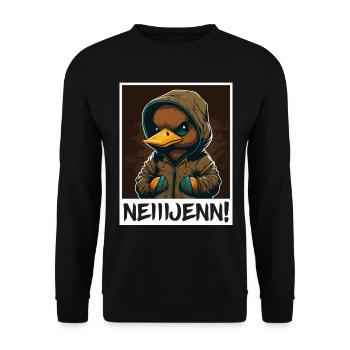 Ente Vogel Gans Morgenmuffel Sarkasmus Kollege - Unisex Pullover - Schwarz - Vorne - Alina (178cm) & Michal (187cm)