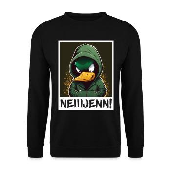 Ente Vogel Gans Morgenmuffel Sarkasmus Kollege - Unisex Pullover - Schwarz - Vorne - Alina (178cm) & Michal (187cm)