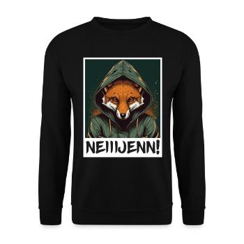 Fuchs Hoodie Morgenmuffel Sarkasmus Kollege - Unisex Pullover - Schwarz - Vorne - Alina (178cm) & Michal (187cm)