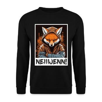 Fuchs Hoodie Morgenmuffel Sarkasmus Kollege - Unisex Pullover - Schwarz - Vorne - Alina (178cm) & Michal (187cm)